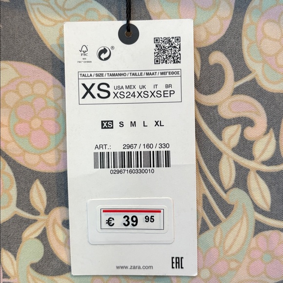 Zara Black and Orange Floral Dress Flare Sleeves Open Back Size XS NWT - Picture 7 of 10